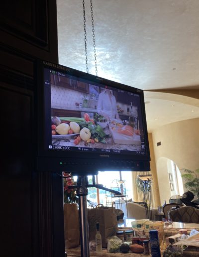 Food shown on a TV screen