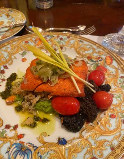 Salmon and tomato meal on a plate