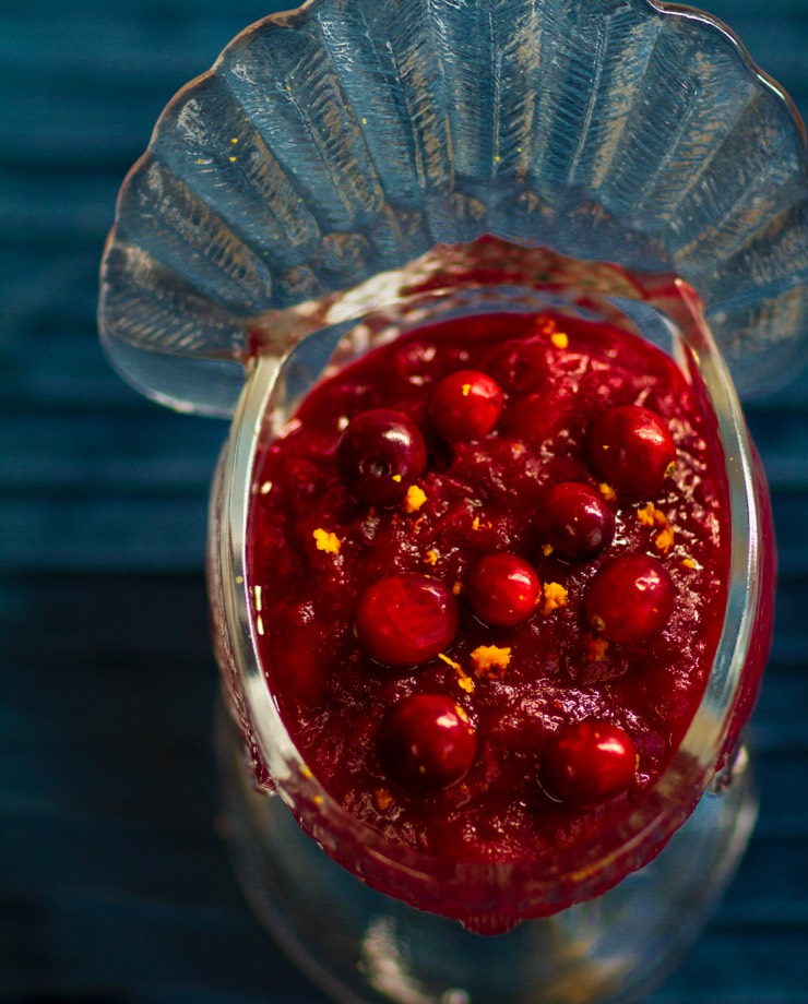 Cranberry sauce in a serving dish